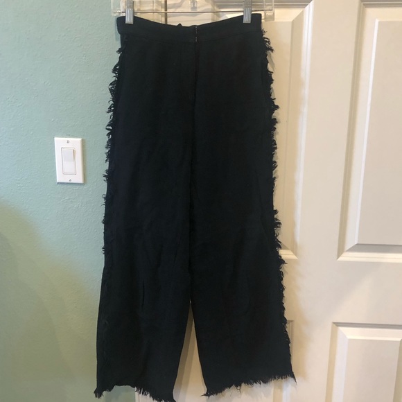 Francesca’s Collections Black Fringe Wide Pants - Picture 1 of 5